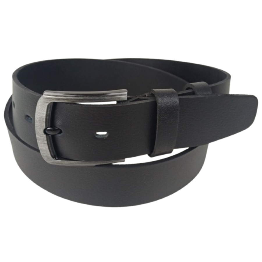 Ремень мужской широкий кожаный Skipper 4.5 см, черный, с фиксатором, под джинсы
