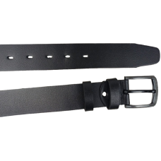 Ремень мужской широкий кожаный Skipper 4.5 см, черный, с фиксатором, под джинсы