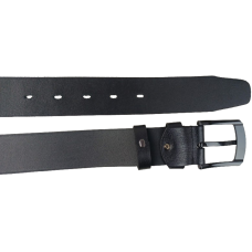 Ремень мужской широкий кожаный Skipper 4.5 см, черный, с фиксатором, под джинсы