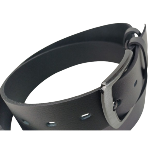 Ремень мужской широкий кожаный Skipper 4.5 см, черный, с фиксатором, под джинсы