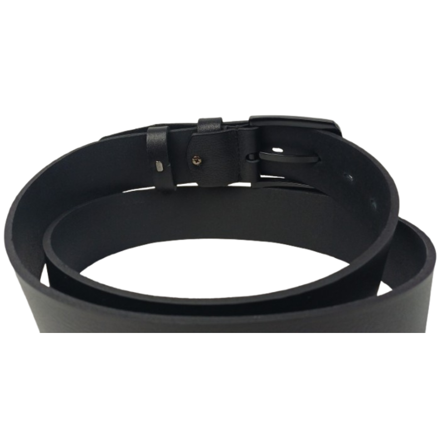 Ремень мужской широкий кожаный Skipper 4.5 см, черный, с фиксатором, под джинсы