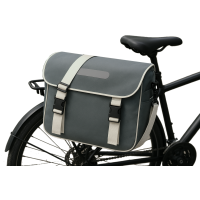 Сумка велосипедная Bikemate 20 л, серая, с дождевиком, 2в1 (на багажник/через плечо)