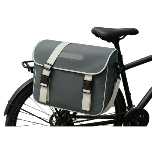 Сумка велосипедная Bikemate 20 л, серая, с дождевиком, 2в1 (на багажник/через плечо)