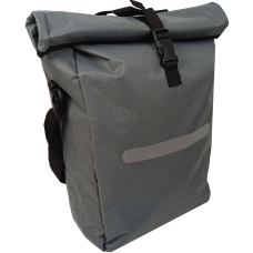 Велосумка вертикальная на багажник Bikemate 22 л, серая, с дождевиком, влагозащищенная