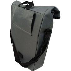 Велосумка вертикальная на багажник Bikemate 22 л, серая, с дождевиком, влагозащищенная