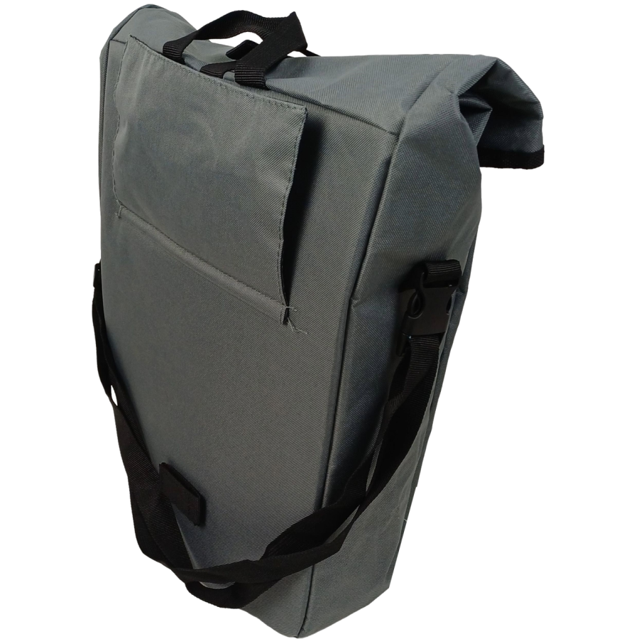 Велосумка вертикальная на багажник Bikemate 22 л, серая, с дождевиком, влагозащищенная