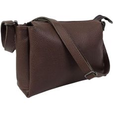 Сумка женская Borsacomoda темно-коричневая, кожаная, наплечная, 31x19.5x9 см