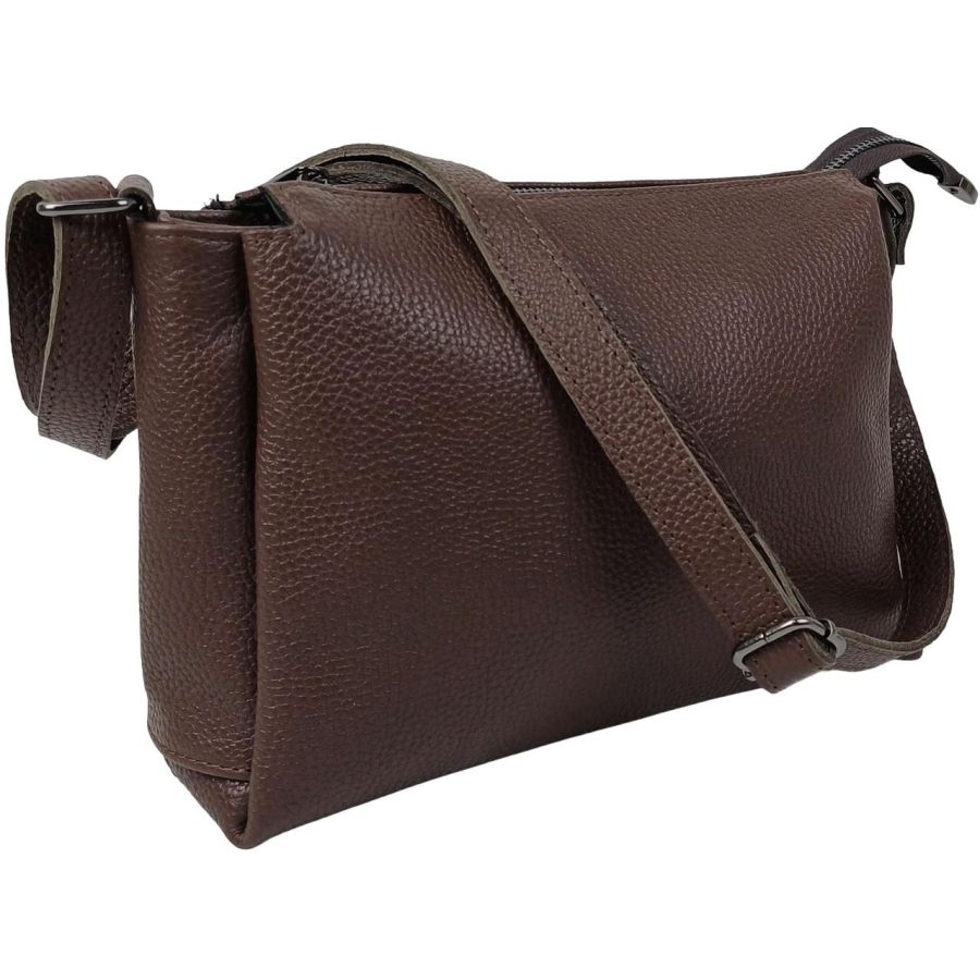 Сумка женская Borsacomoda темно-коричневая, кожаная, наплечная, 31x19.5x9 см