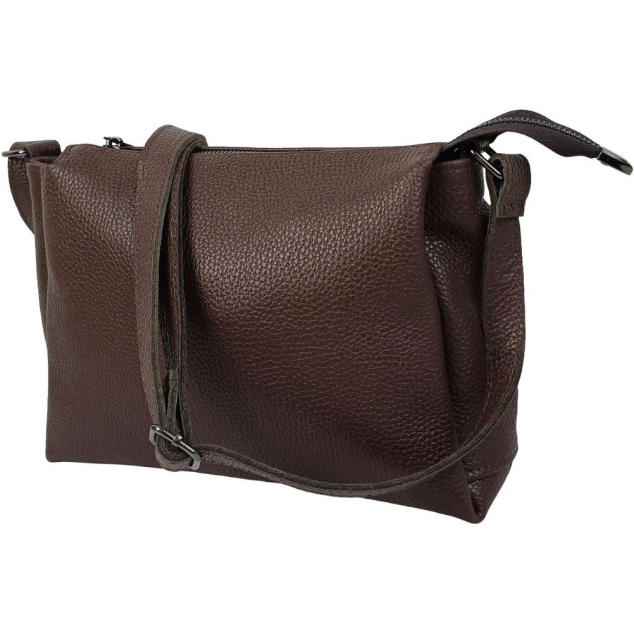 Сумка женская Borsacomoda темно-коричневая, кожаная, наплечная, 31x19.5x9 см