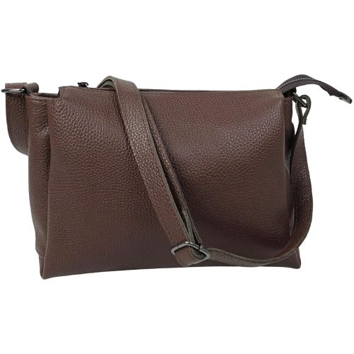 Сумка женская Borsacomoda темно-коричневая, кожаная, наплечная, 31x19.5x9 см