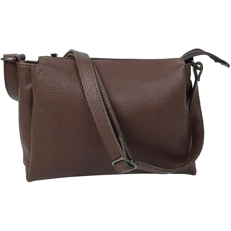 Сумка женская Borsacomoda темно-коричневая, кожаная, наплечная, 31x19.5x9 см