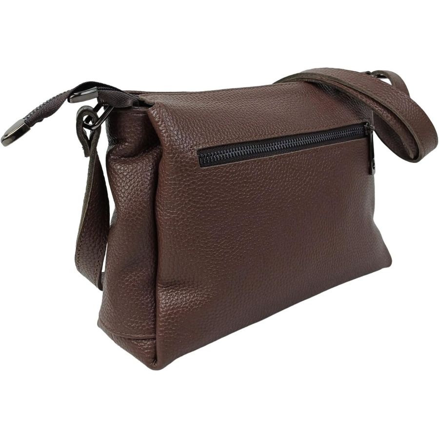 Сумка женская Borsacomoda темно-коричневая, кожаная, наплечная, 31x19.5x9 см