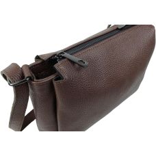 Сумка женская Borsacomoda темно-коричневая, кожаная, наплечная, 31x19.5x9 см