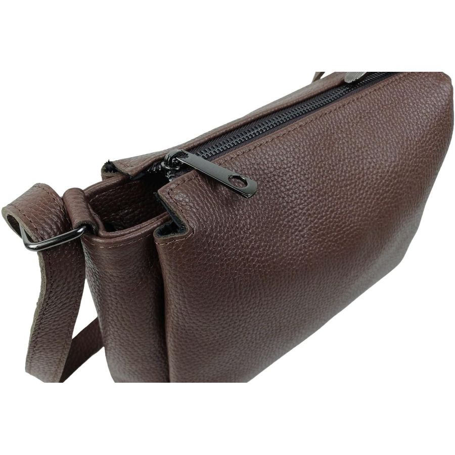 Сумка женская Borsacomoda темно-коричневая, кожаная, наплечная, 31x19.5x9 см