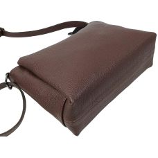 Сумка женская Borsacomoda темно-коричневая, кожаная, наплечная, 31x19.5x9 см