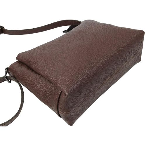 Сумка женская Borsacomoda темно-коричневая, кожаная, наплечная, 31x19.5x9 см