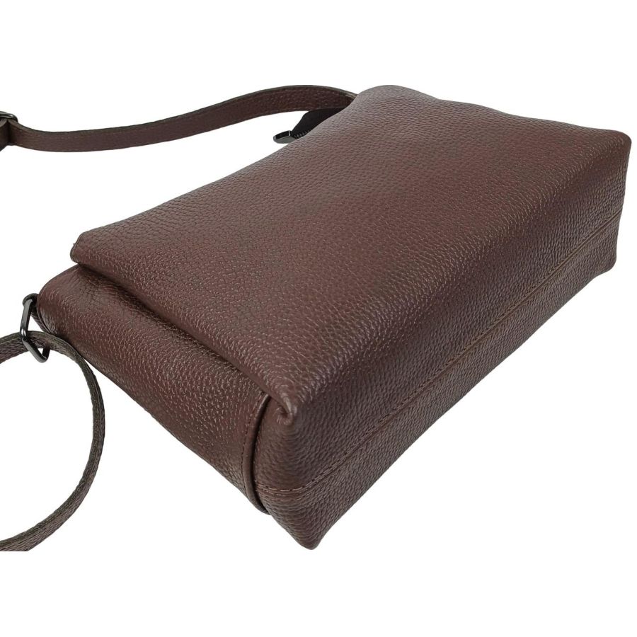 Сумка женская Borsacomoda темно-коричневая, кожаная, наплечная, 31x19.5x9 см
