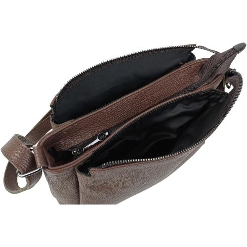 Сумка женская Borsacomoda темно-коричневая, кожаная, наплечная, 31x19.5x9 см