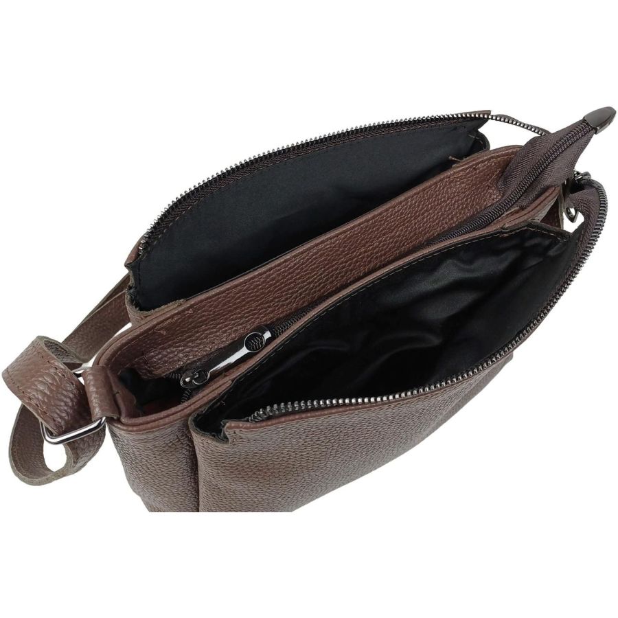 Сумка женская Borsacomoda темно-коричневая, кожаная, наплечная, 31x19.5x9 см