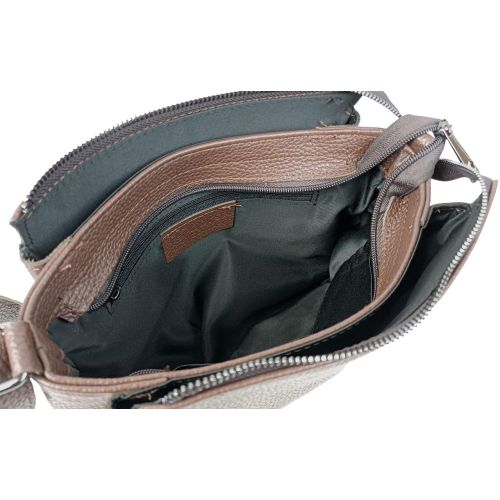 Сумка женская Borsacomoda темно-коричневая, кожаная, наплечная, 31x19.5x9 см