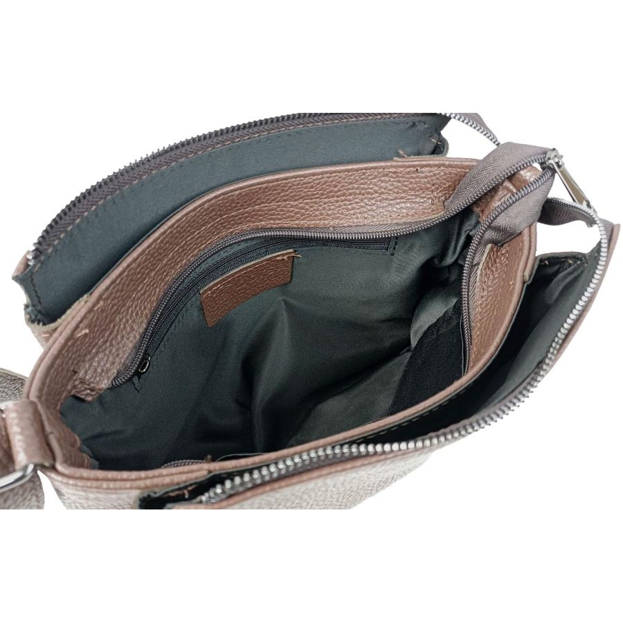 Сумка женская Borsacomoda темно-коричневая, кожаная, наплечная, 31x19.5x9 см