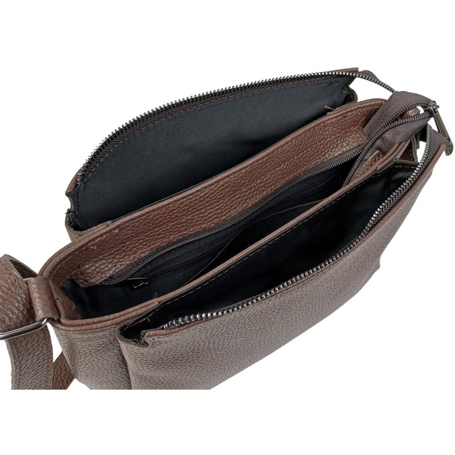 Сумка женская Borsacomoda темно-коричневая, кожаная, наплечная, 31x19.5x9 см