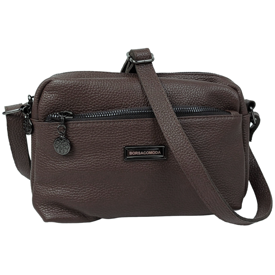 Сумка женская Borsacomoda темно-коричневая, кожаная, 25х17х10 см, на плечо