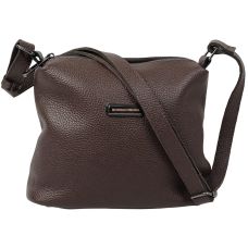 Сумка женская Borsacomoda темно-коричневая, кожаная, 25x20x9 см, два отделения