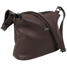 Сумка женская Borsacomoda темно-коричневая, кожаная, 25x20x9 см, два отделения