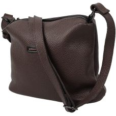 Сумка женская Borsacomoda темно-коричневая, кожаная, 25x20x9 см, два отделения