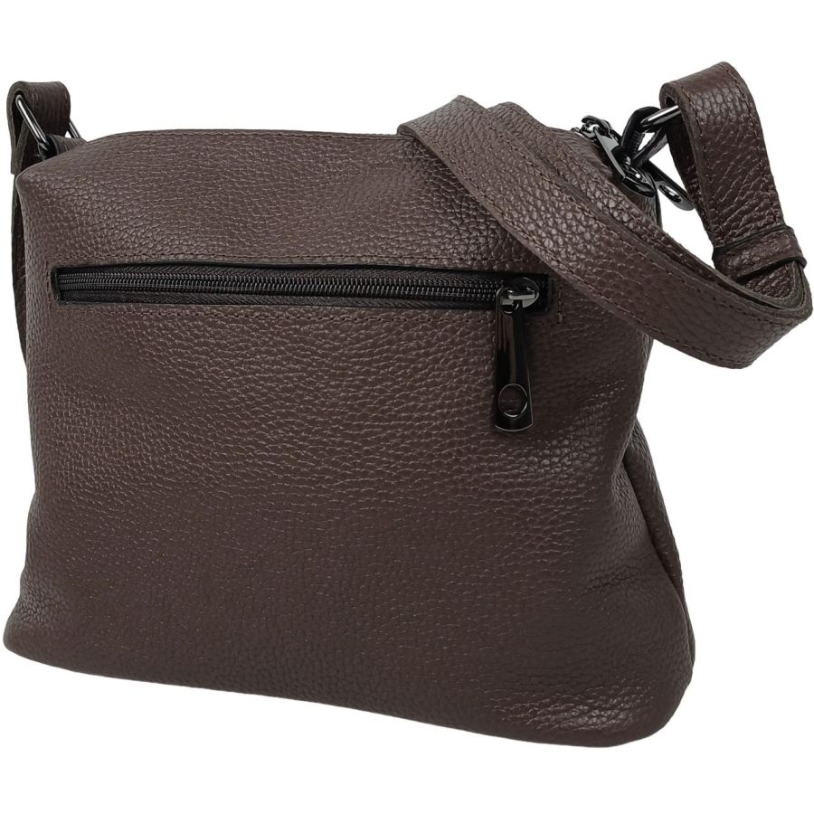Сумка женская Borsacomoda темно-коричневая, кожаная, 25x20x9 см, два отделения