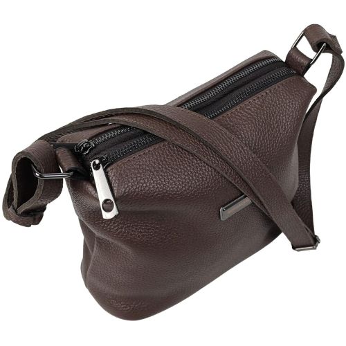 Сумка женская Borsacomoda темно-коричневая, кожаная, 25x20x9 см, два отделения