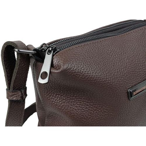 Сумка женская Borsacomoda темно-коричневая, кожаная, 25x20x9 см, два отделения
