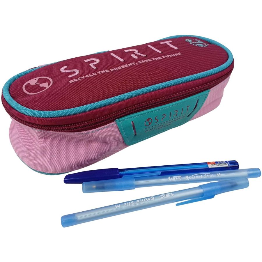 Пенал школьный Spirit 23x9x7 см полиэстер бордово-розовый