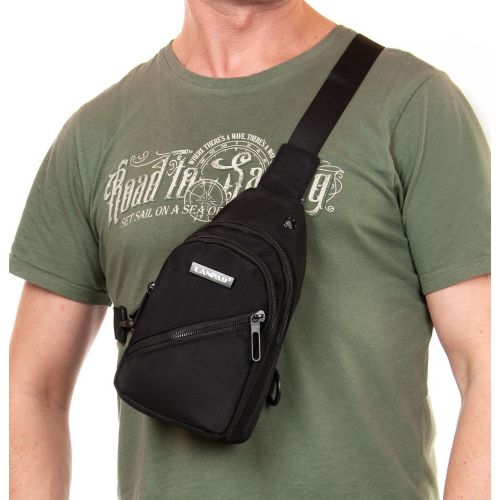 Сумка-слинг мужская Lanpad 82085 24x13x7 см нейлон черный