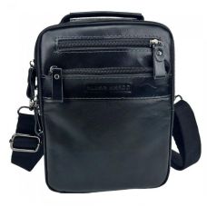 Сумка мужская кожаная Ruff Ryder, планшет, натуральная кожа, черная, 19x24x7 см