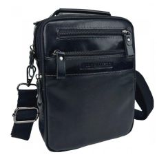 Сумка мужская кожаная Ruff Ryder, планшет, натуральная кожа, черная, 19x24x7 см