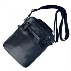 Сумка мужская кожаная Ruff Ryder, планшет, натуральная кожа, черная, 19x24x7 см