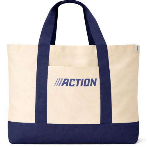 Сумка пляжная эко из хлопка Action бежевая 51x35x16 см коттон 100% для покупок