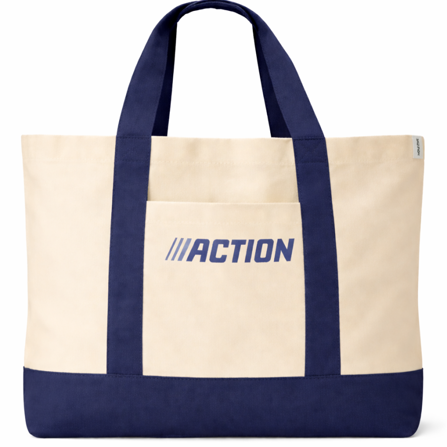 Сумка пляжная эко из хлопка Action бежевая 51x35x16 см коттон 100% для покупок