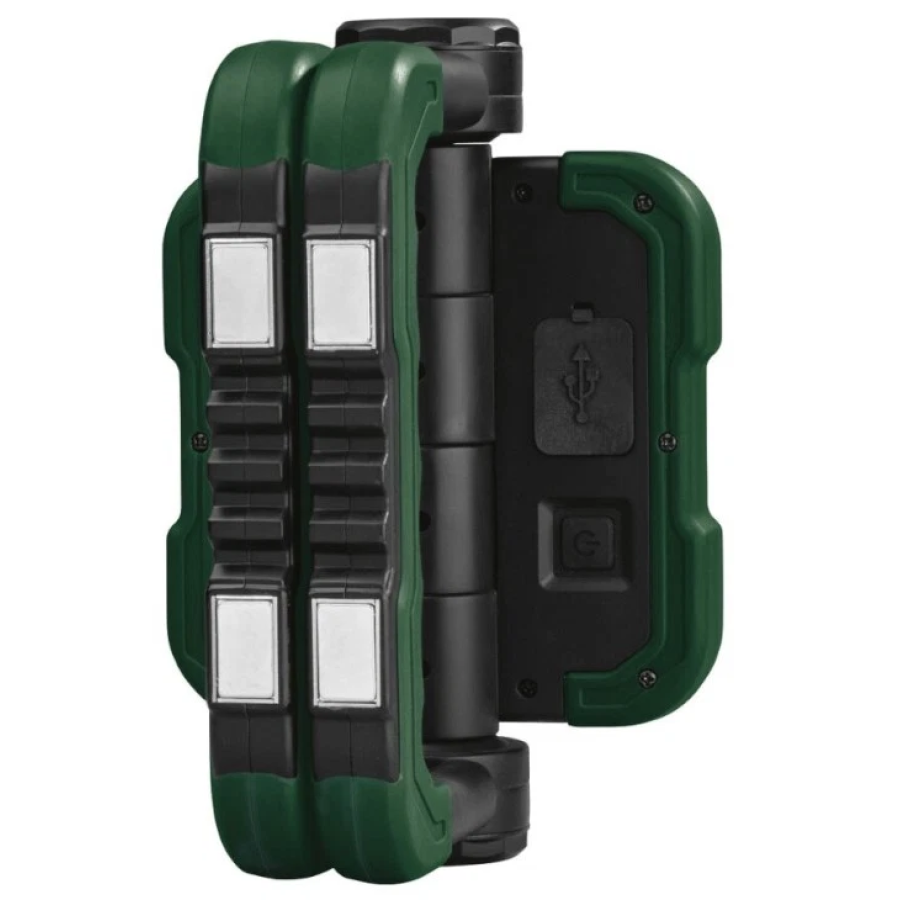 Прожектор аккумуляторный Parkside 2x5 Вт, складной, функция Powerbank, 2 COB светодиода, магнит, подставка, литий-ионный аккумулятор 5 Ач