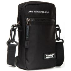 Сумка мужская через плечо Lanpad, нейлон, черная