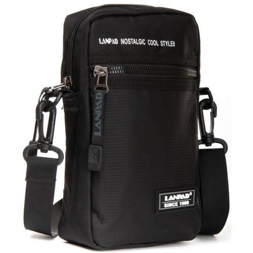 Сумка мужская через плечо Lanpad, нейлон, черная