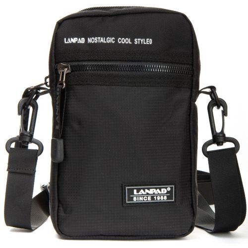 Сумка мужская через плечо Lanpad, нейлон, черная