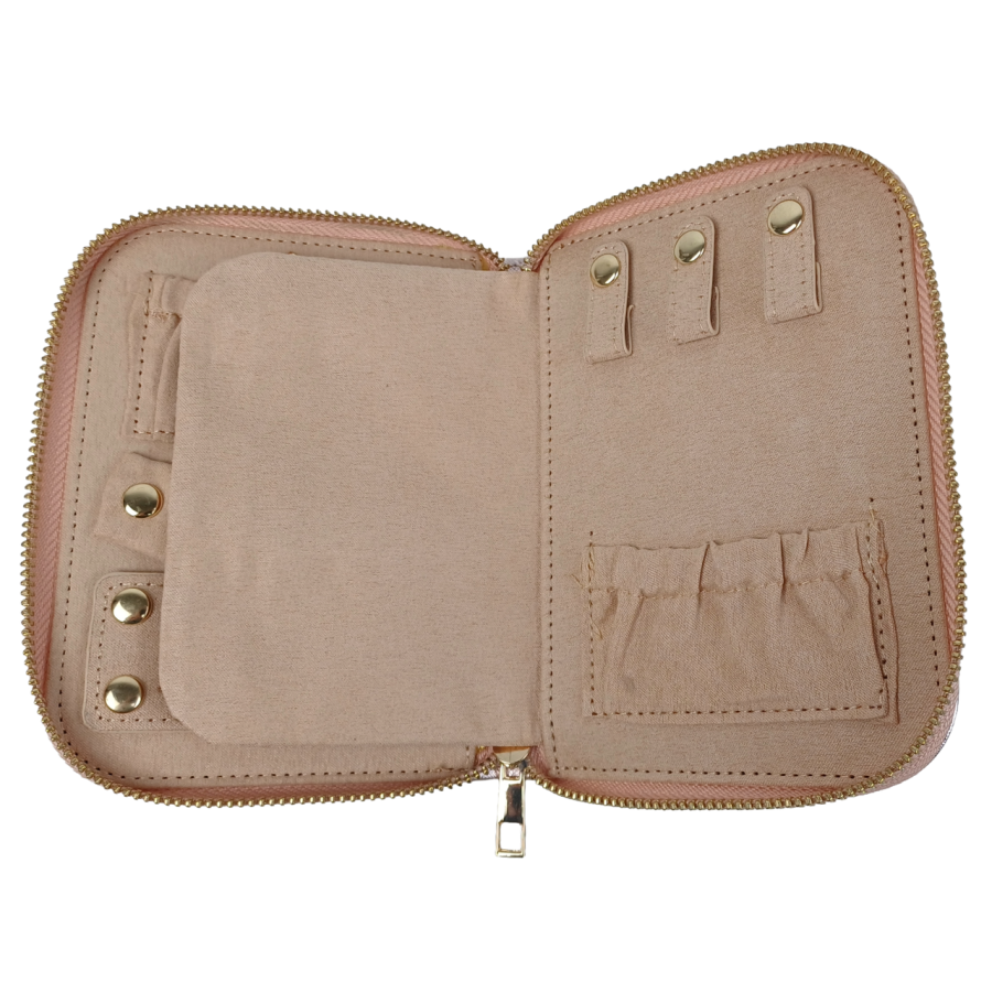 Органайзер для украшений футляр Travel Jewelry Case 16х12,5х2,5 см Розовый перламутр