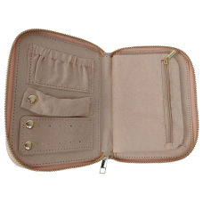 Органайзер для украшений футляр Travel Jewelry Case 16х12,5х2,5 см Розовый перламутр
