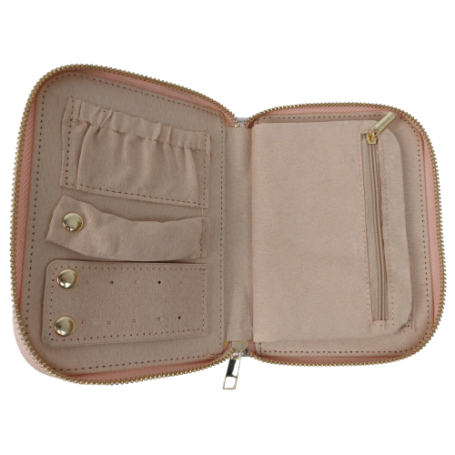 Органайзер для украшений футляр Travel Jewelry Case 16х12,5х2,5 см Розовый перламутр