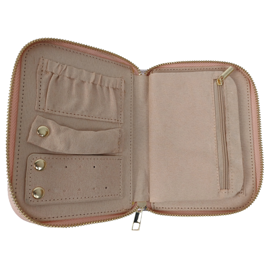 Органайзер для украшений футляр Travel Jewelry Case 16х12,5х2,5 см Розовый перламутр