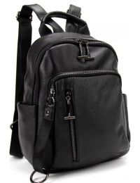 Рюкзак городской Olivia Leather из натуральной кожи 8 л 25х30 см Черный