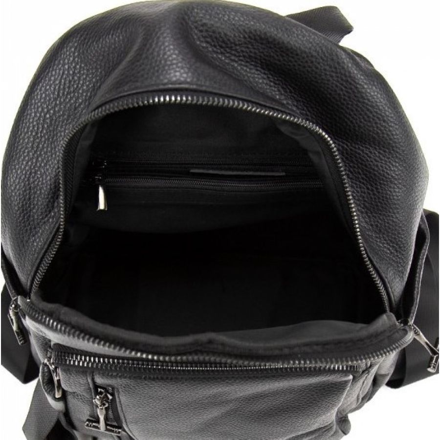 Рюкзак городской Olivia Leather из натуральной кожи 8 л 25х30 см Черный